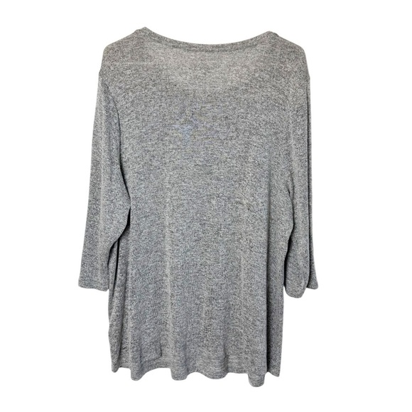 Lane Bryant Gray Lightweight Love Yourself Heart Valentine 3/4 Sleeve Top - Picture 2 of 6